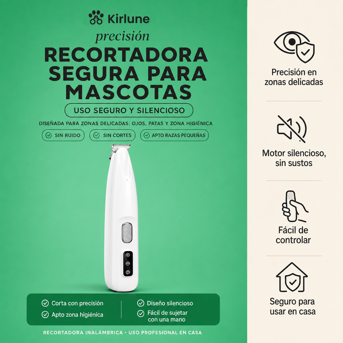 Kirlune PawPro recortadora segura para mascotas